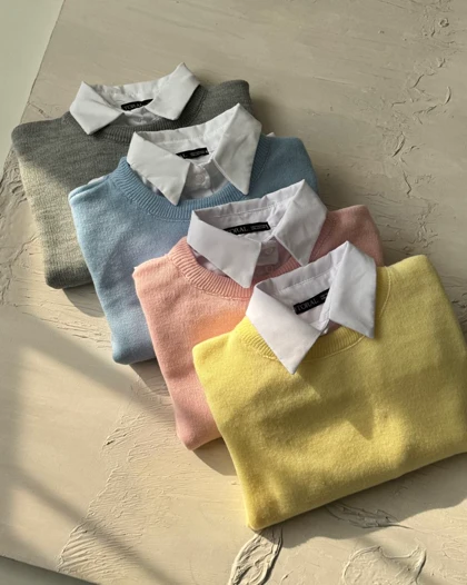 بلوز بافت یقه شومیزی کد 150091