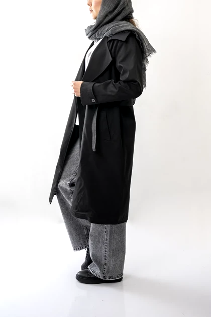 بارانی بلند کمربند دار زنانه