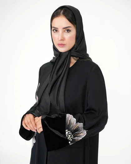 عبا با طرح گل سفید کد 1009
