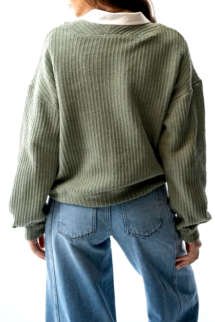 تیشرت آستین بلند بافت یقه هفت زنانه