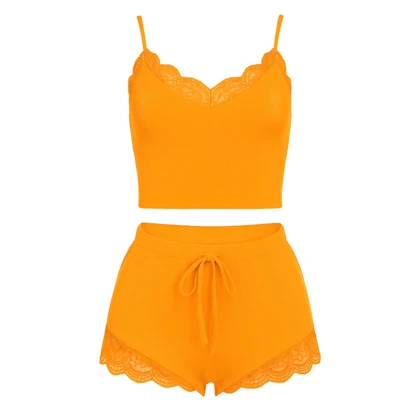 تاپ شورتک نخی کبریتی 2026 رنگ نارنجی برند آنیتا