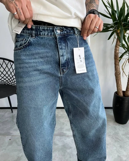 شلوار بگ استایل ابی وسط ساده CK