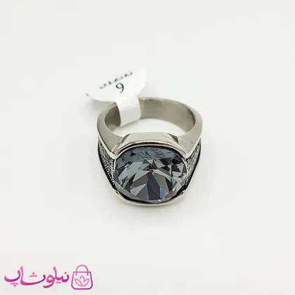 انگشتر مردانه نقره ای با کریستال کوارتز و نگین مارگازیت