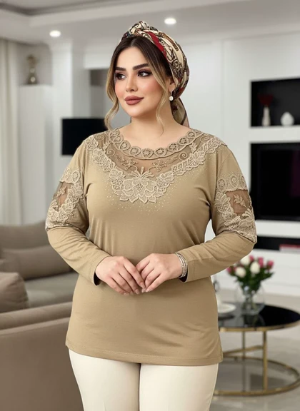 شومیز گیپوردار مدل گلسا کد 50273