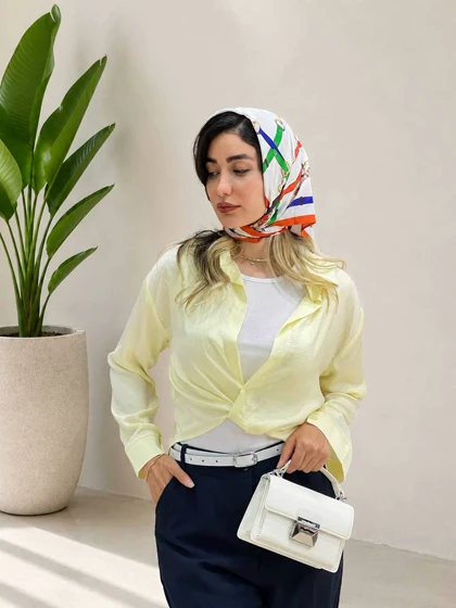 شومیز سیلک گره ثابت