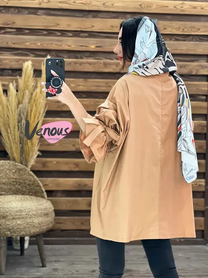 مانتو پوپلین آستین کش