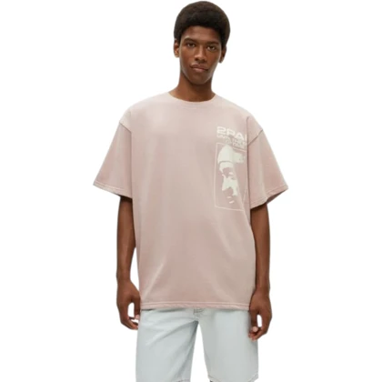 تیشرت مردانه اورسایز کالباسی طرح توپاک pull & bear