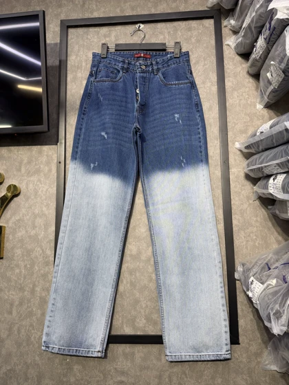 شلوار نیم بگ کاستوم شده دو رنگ آبی و یخی فوق العاده شیک و با کیفیت