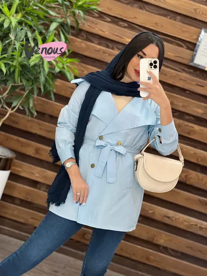 بارانی چهاردکمه یقه پهن