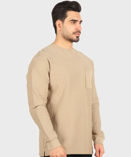 تیشرت آستین بلند مردانه بافت ریز 5294