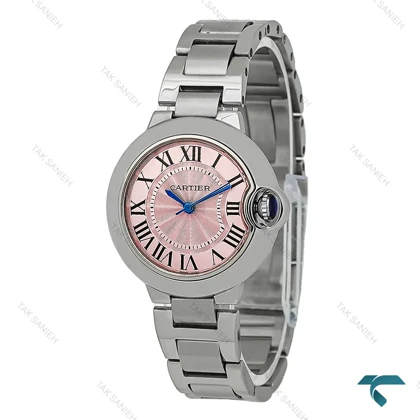 ساعت کارتیر بالن بلو زنانه نقره ای صفحه صورتی مدیوم Cartier-8154-L
