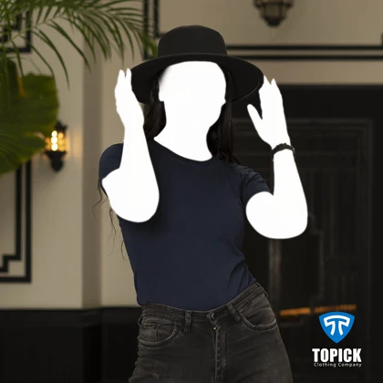 تیشرت ضد تعریق یقه گرد زنانه سورمه ای