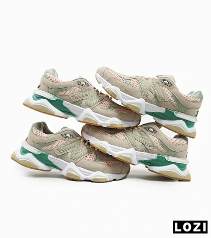کفش کتانی بزرگ پا طوسی سبز گلبهی NEW BALANCE 9060