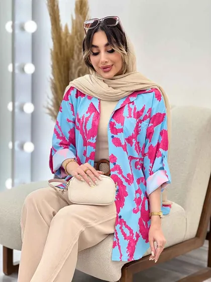 شومیز طرح دار تک جیب صنم