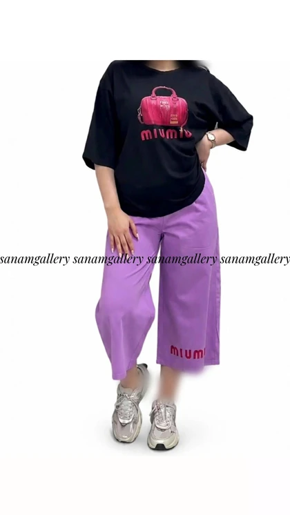 ست تیشرت و شلوار بگ زنانه 99240