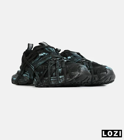 کفش کتانی مردانه مشکی آبی BALENCIAGA 3Xl Exteme Laces مدل 7754