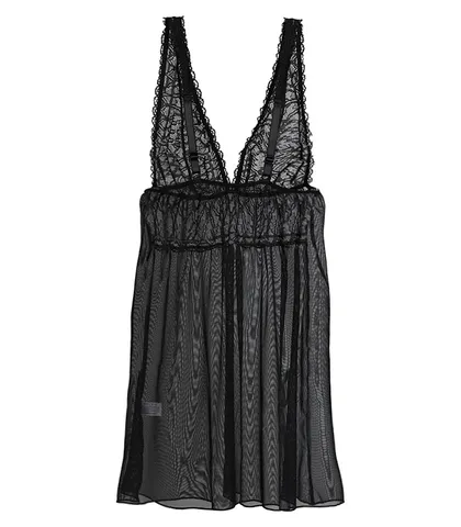 پیراهن حریر و دانتل Neev نیو کد 4902 مشکی Black