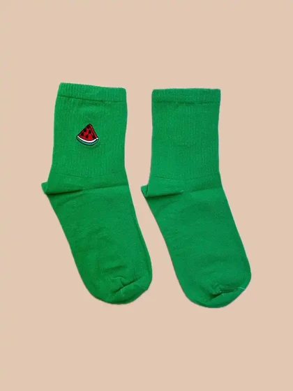 جوراب نیم ساق زنانه گلدوزی طرح هندوانه