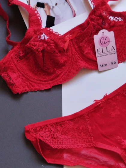 ست شورت و سوتین زنانه گیپور گوشواره ای Ella