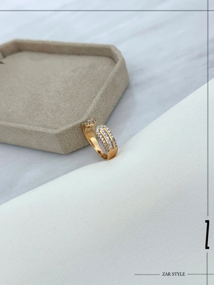 انگشتر کاف جواهری نگین باگت