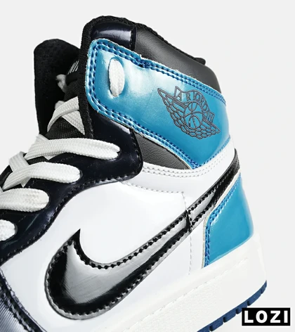 کفش کتانی ساق‌دار مردانه و زنانه مشکی سفید آبی NIKE jordan 1 مدل 7674