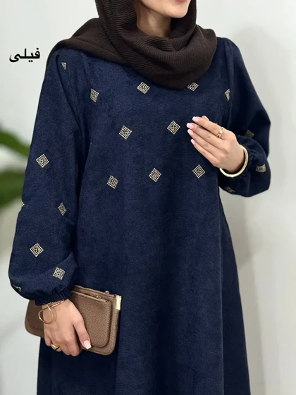 پیراهن مانتویی گلدوزی جیران