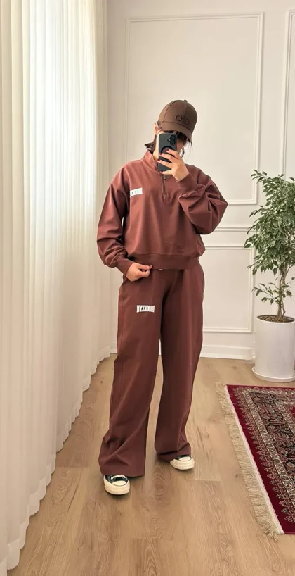 ست دخترانه دورس نیم زیپ شلوار بروکلین