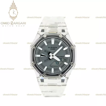 ساعت مچی کاسیو جی-شاک بند شیشه ای صفحه طوسی Casio G-SHOCK