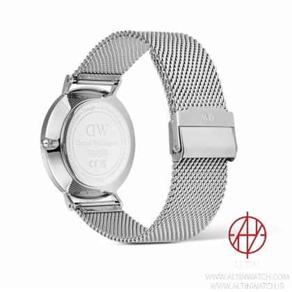 ساعت مچی مردانه دنیل ولینگتون مدل DW00100833 Classic Day Display Sterling Arctic صفحه آبی یخی با بند مش استیل