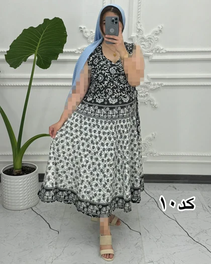 سارافون ساحلی لنگی سفید مشکی 1378