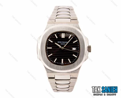 ساعت پتک فلیپ مردانه ناتیلوس نقره ای صفحه مشکی Patek-2474-G