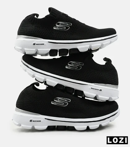 کفش کتانی بزرگ پا مشکی سفید اسکیچرز SKECHERS