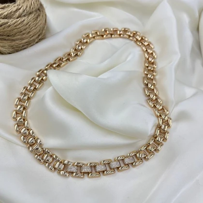 گردنبند زنانه ژوپینگ مدل آمیتیس طرح رولکسی نگین‌دار