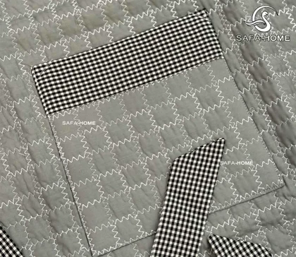 ست سرویس آشپزخانه پنبه دوزی 14 تکه صفاهوم طرح چهارخونه
