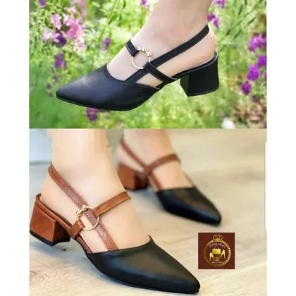 صندل مجلسی پاشنه‌دار پشت‌باز زنانه دورنگ
