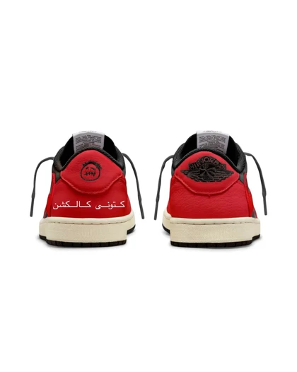کتانی ویتنامی نایکی ایر جردن وان تراویس اسکات مشکی قرمز Nike Air Jordan 1 Low OG Travis Scott black red