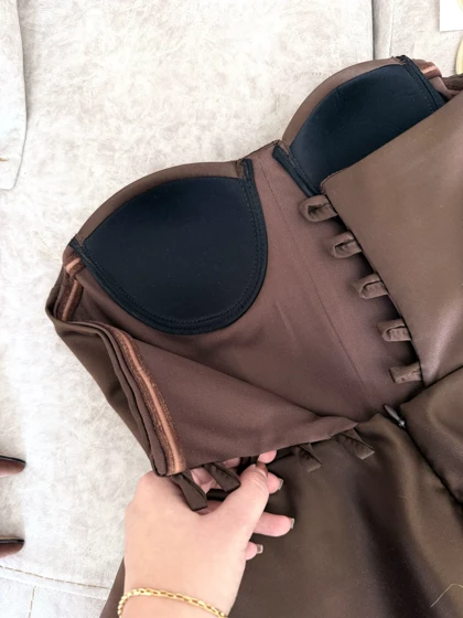 پیراهن مجلسی کوتاه ساتن