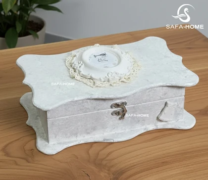جعبه لوازم خیاطی طرح دوژان مدل پتینه طوسی