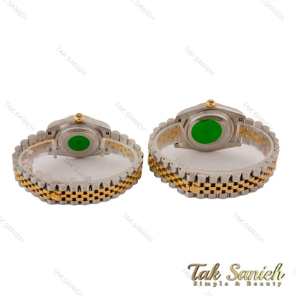 ساعت ست رولکس دیت جاست دورنگ طلایی صفحه طوسی Rolex-5047-S