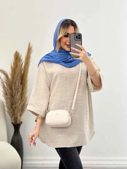 مانتو لینن نچرال یقه چاک
