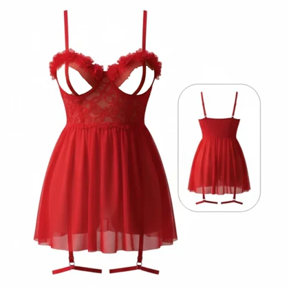 لباس خواب فنردار قرمز برند گلوریا کد 1226