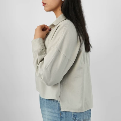 شومیز زنانه کراپ کتان باکسی کد 118