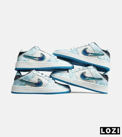 کفش کتانی مردانه و زنانه سفید آبی نایک NIKE dunk low steam puppet