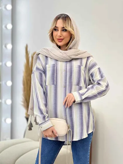 شومیز راه راه دو جیب