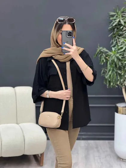 شومیز آستین پاگن سر جیب چاک