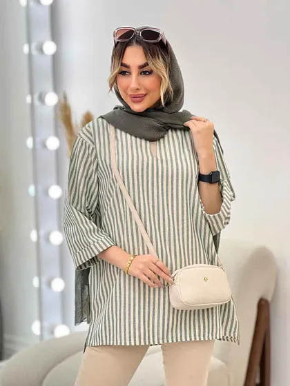 مانتو راه راه لمه دار