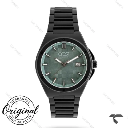 ساعت کرست مردانه 6328-5 صفحه سبز بند مشکی Crest-11018-G