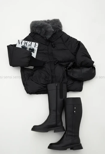 کاپشن وارداتی آستر دار یقه پوست کد1004850