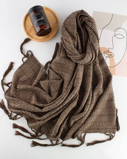 شال زنانه ویسکوز پاییزه طرح پلیسه