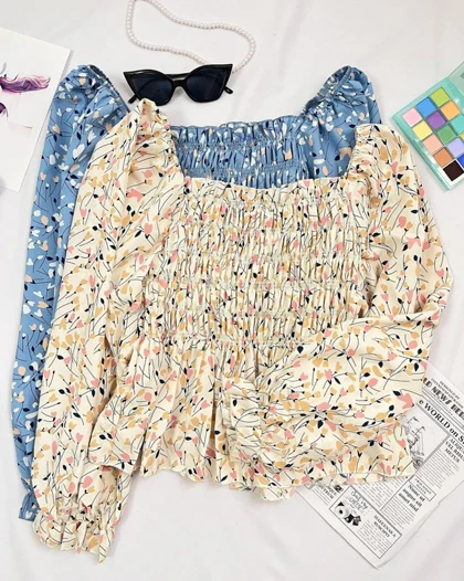 شومیز کراپی گل‌دار وارداتی کد 50187